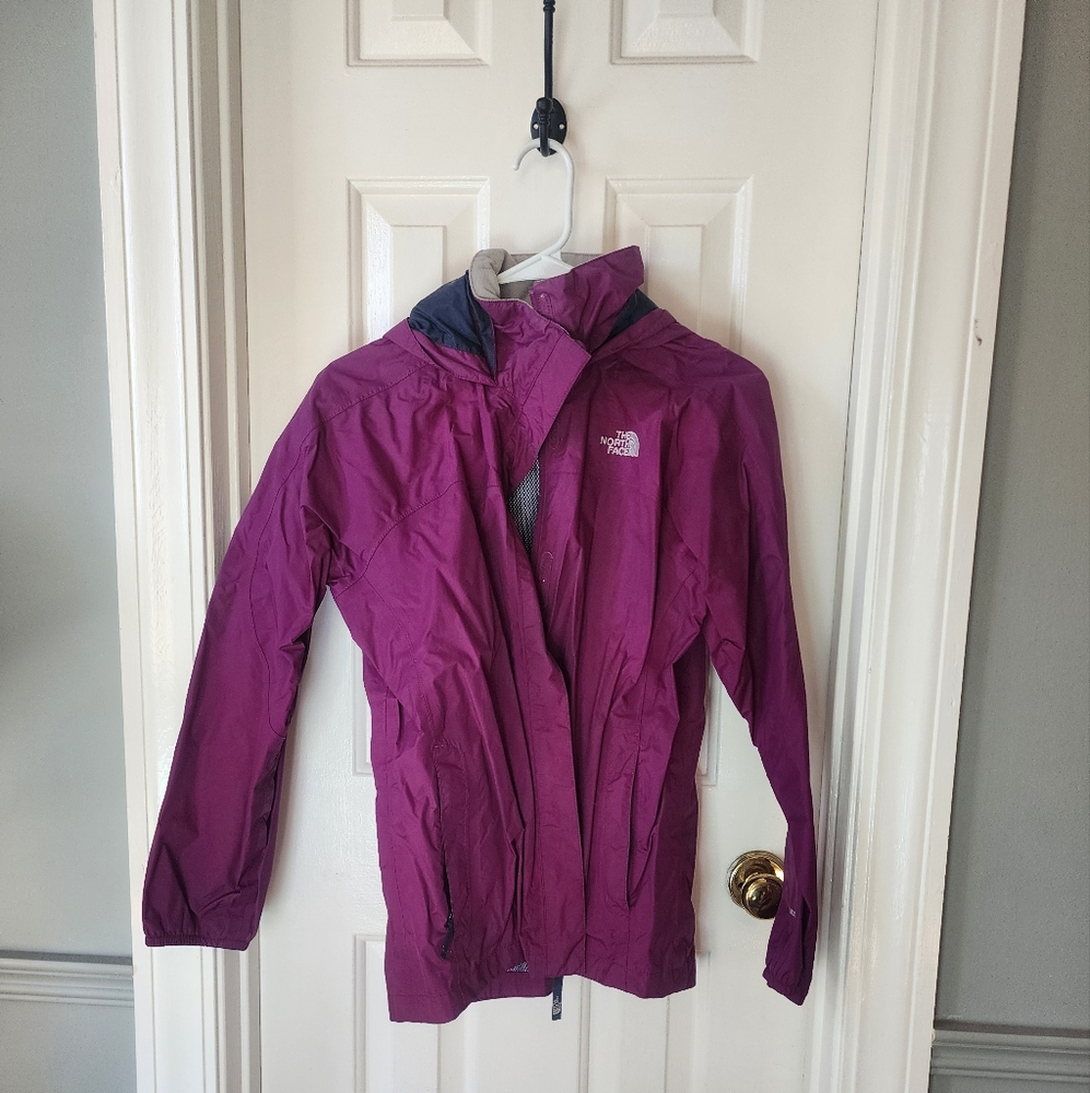 North Face magenta youth rain jacket